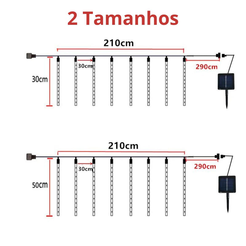 Luzes de Led Chuva de Meteoro Movidas à Energia Solar