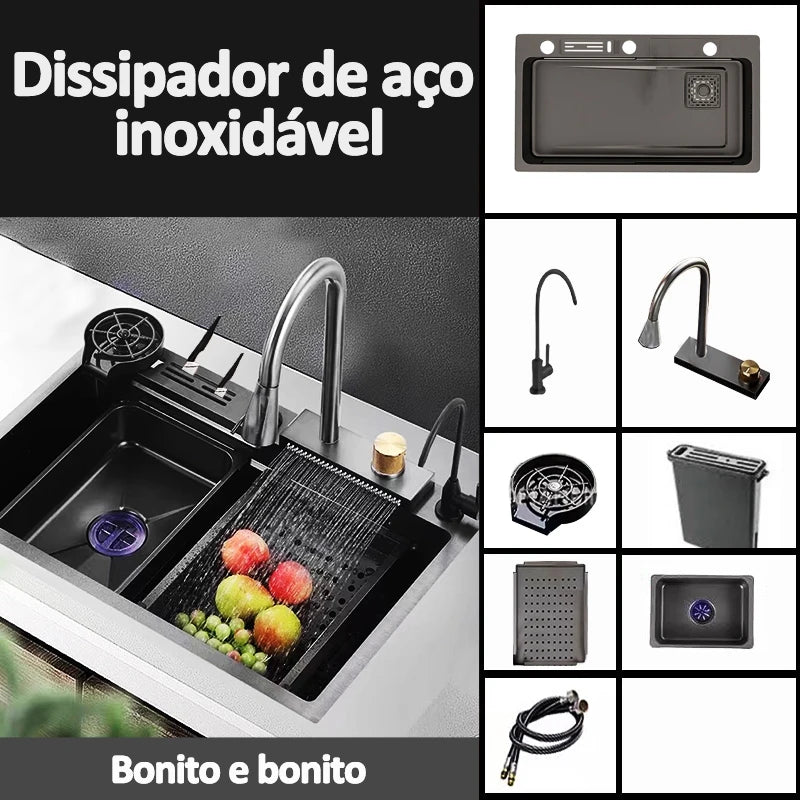 Pia Inteligente Elegante Multifuncional Inox - 75X45X20 cm