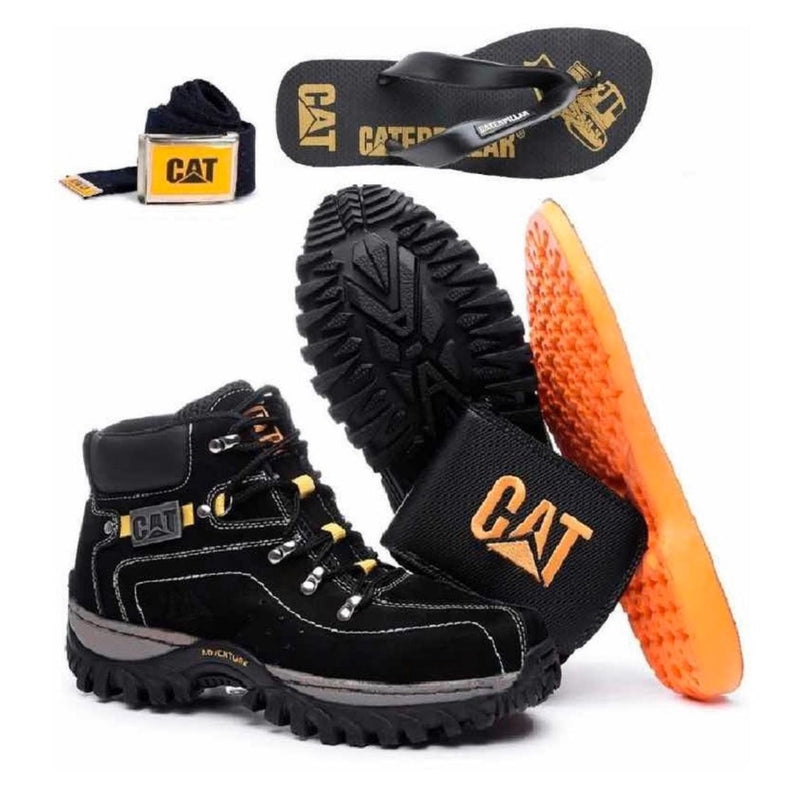 Bota Adventure em Couro Legítimo - Kit Cinto+ Palminha ortopédica + Chinelo