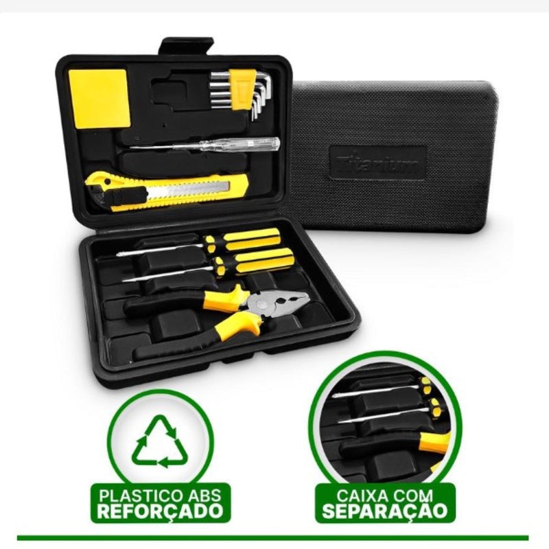 Kit de Ferramentas Com Maleta 11 Peças Alicate Chave Phillips Fenda