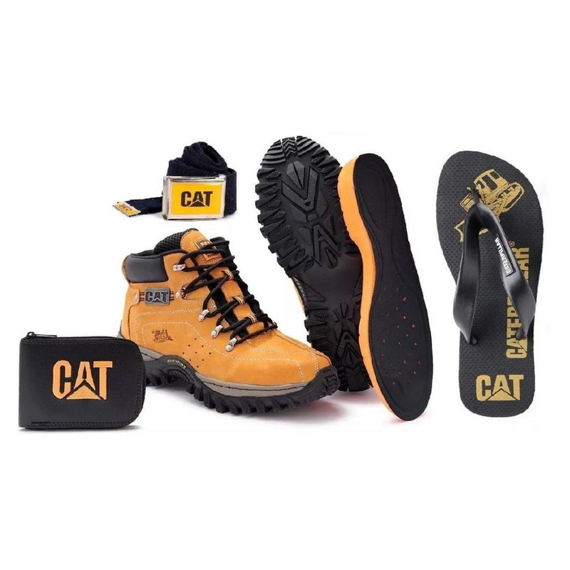 Bota Adventure em Couro Legítimo - Kit Cinto+ Palminha ortopédica + Chinelo