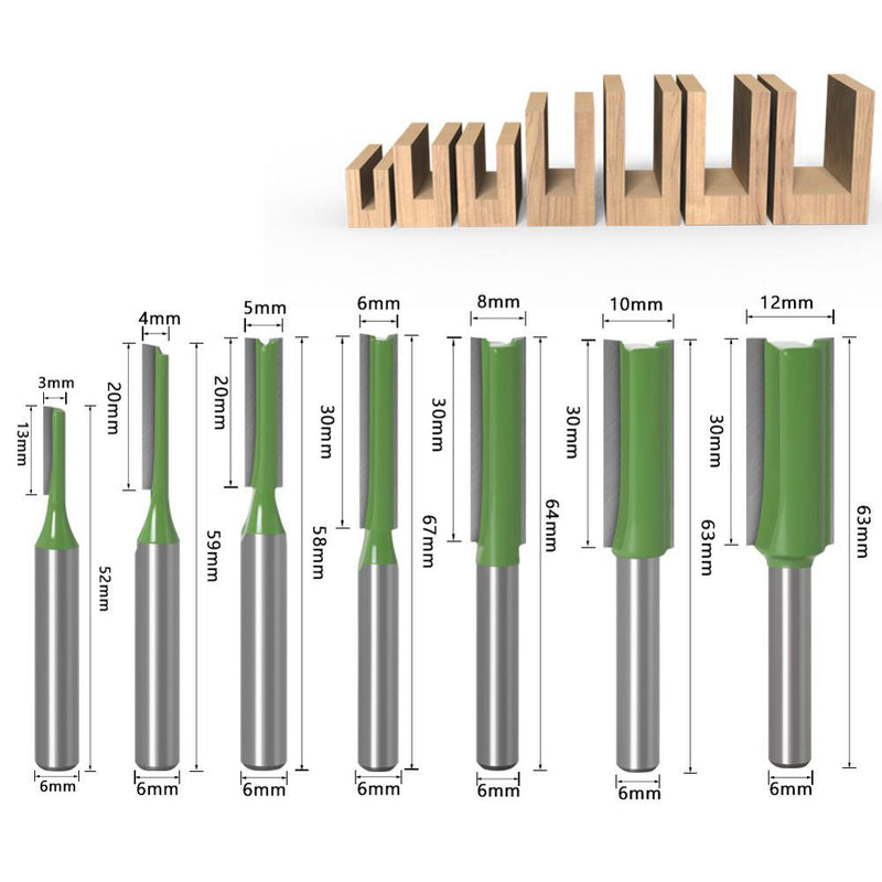 Conjunto de brocas retas com haste de 1/4 pol. 6 mm (7 peças)