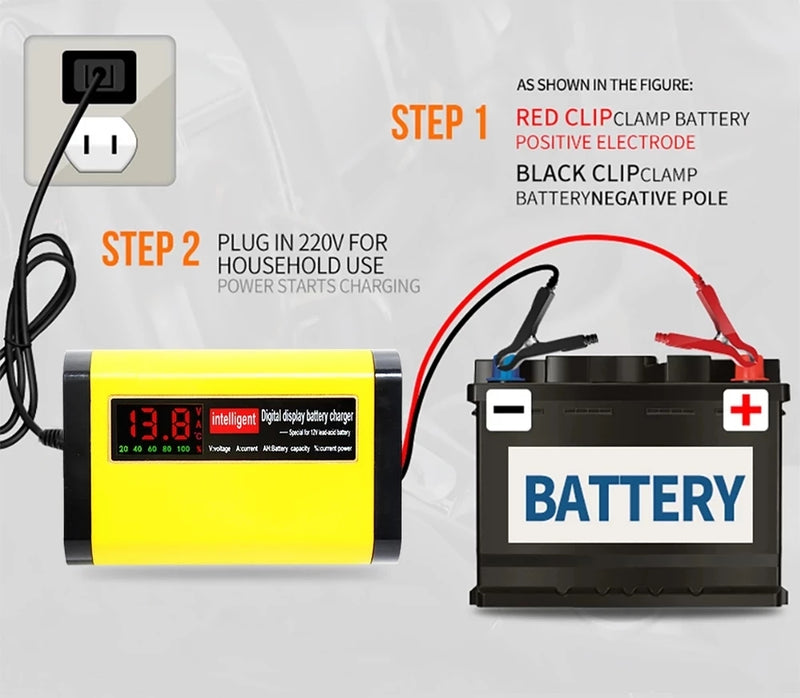 Carregador de bateria automotiva inteligente auto diplay led